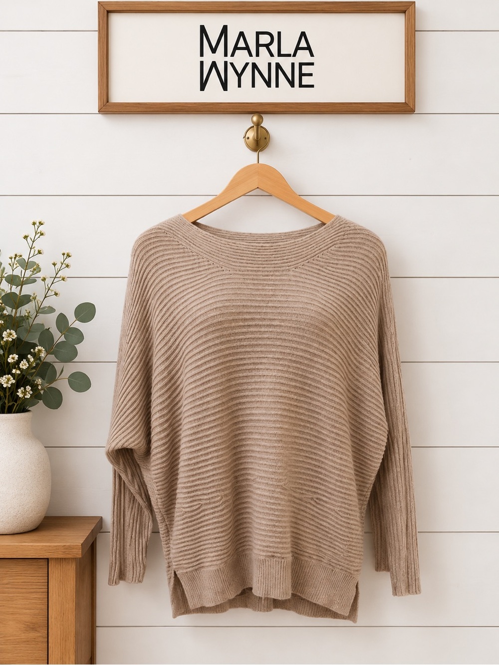 MARLA WYNNE Rose & Beige Ribbed Knit Sweater – Size 1X (NWT)